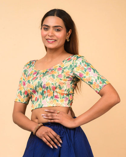 Shabana Multi Floral Printed 1 Saree Blouse Advi