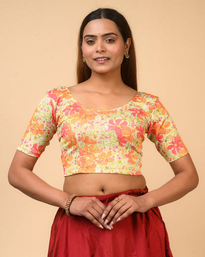 Shabana Multi Floral Printed 4 Saree Blouse Advi