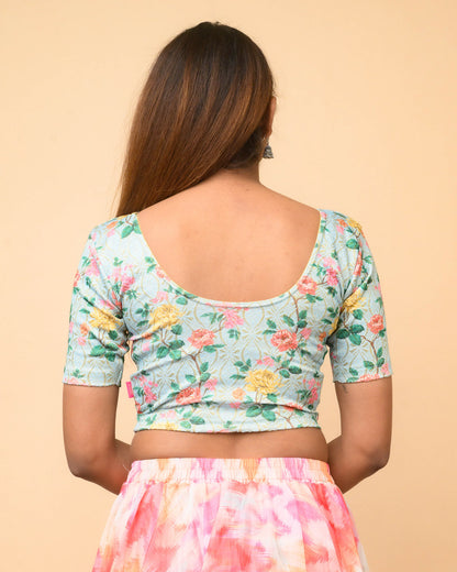 Shabana Multi Floral Printed 7 Saree Blouse Advi