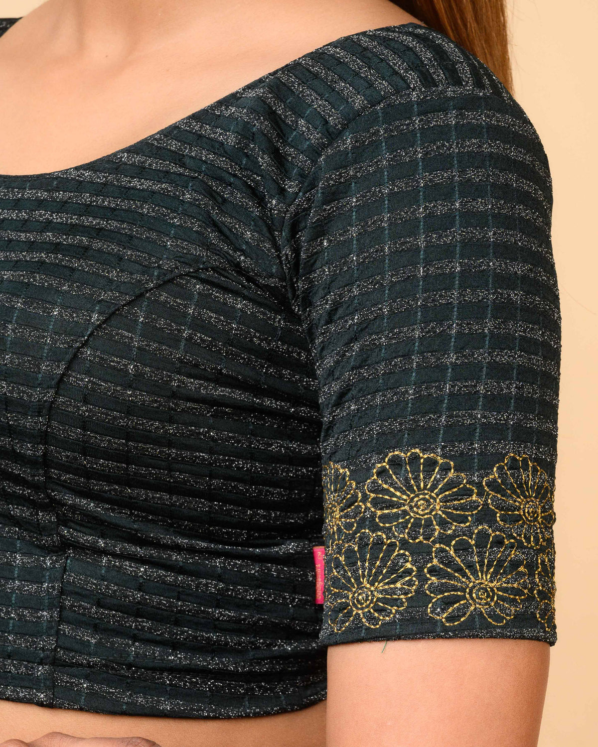 Pranjal Green Floral Embroidery Blouse