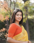Pranjal Orange Floral Embroidery Blouse
