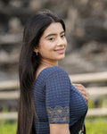 Pranjal Navy Floral Embroidery Blouse