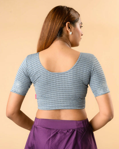 Pranjal Grey Floral Embroidery Blouse
