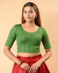 Padmaja Bottle Green Lotus Back Blouse
