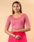 Padmaja Dark Onion Lotus Back Blouse