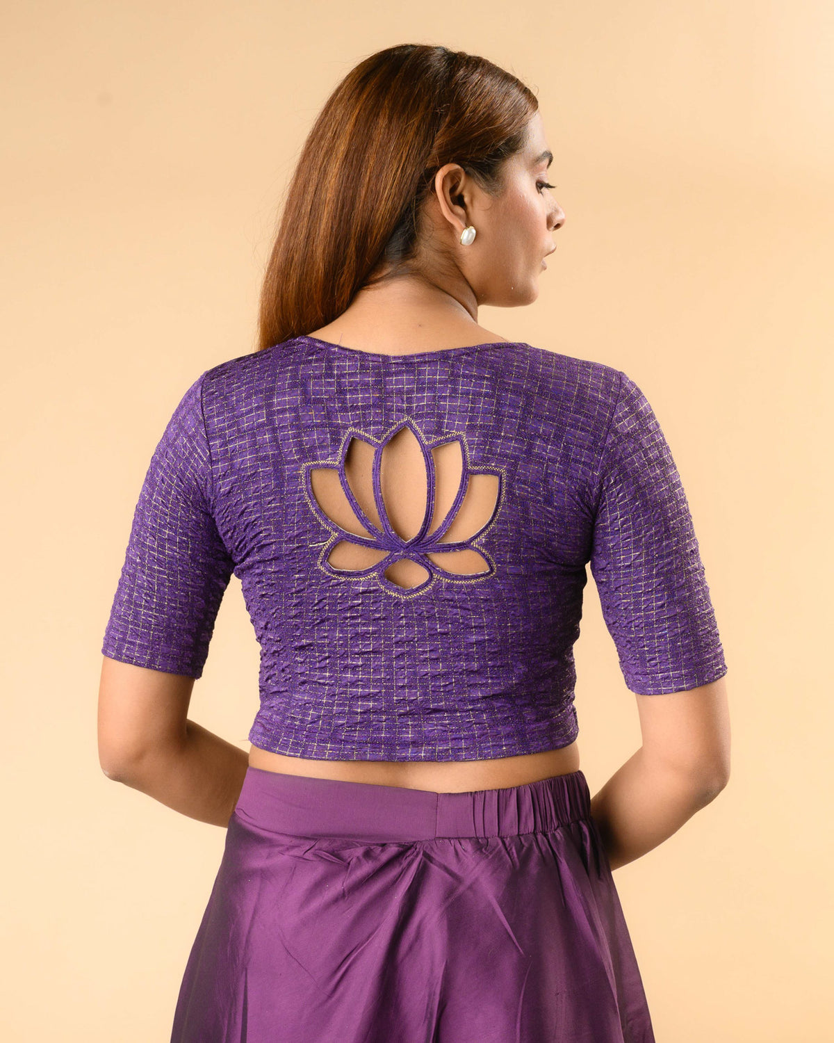 Padmaja Purple Lotus Back Blouse
