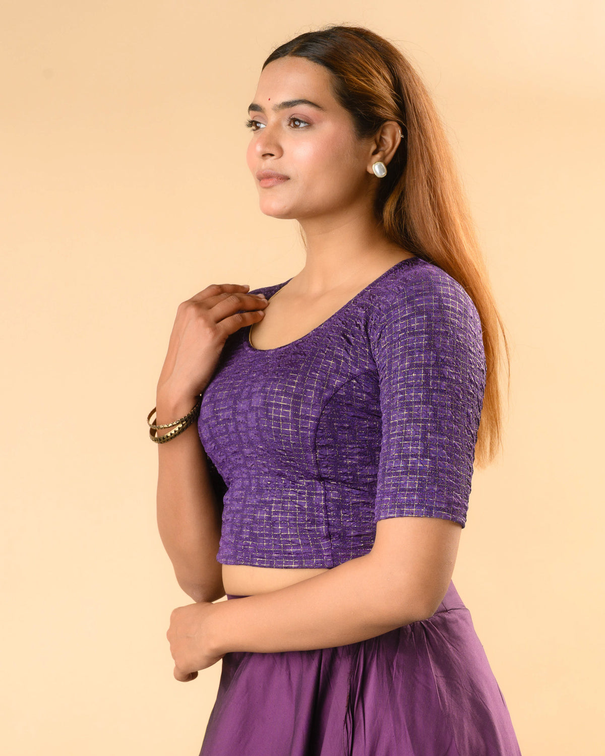 Padmaja Purple Lotus Back Blouse