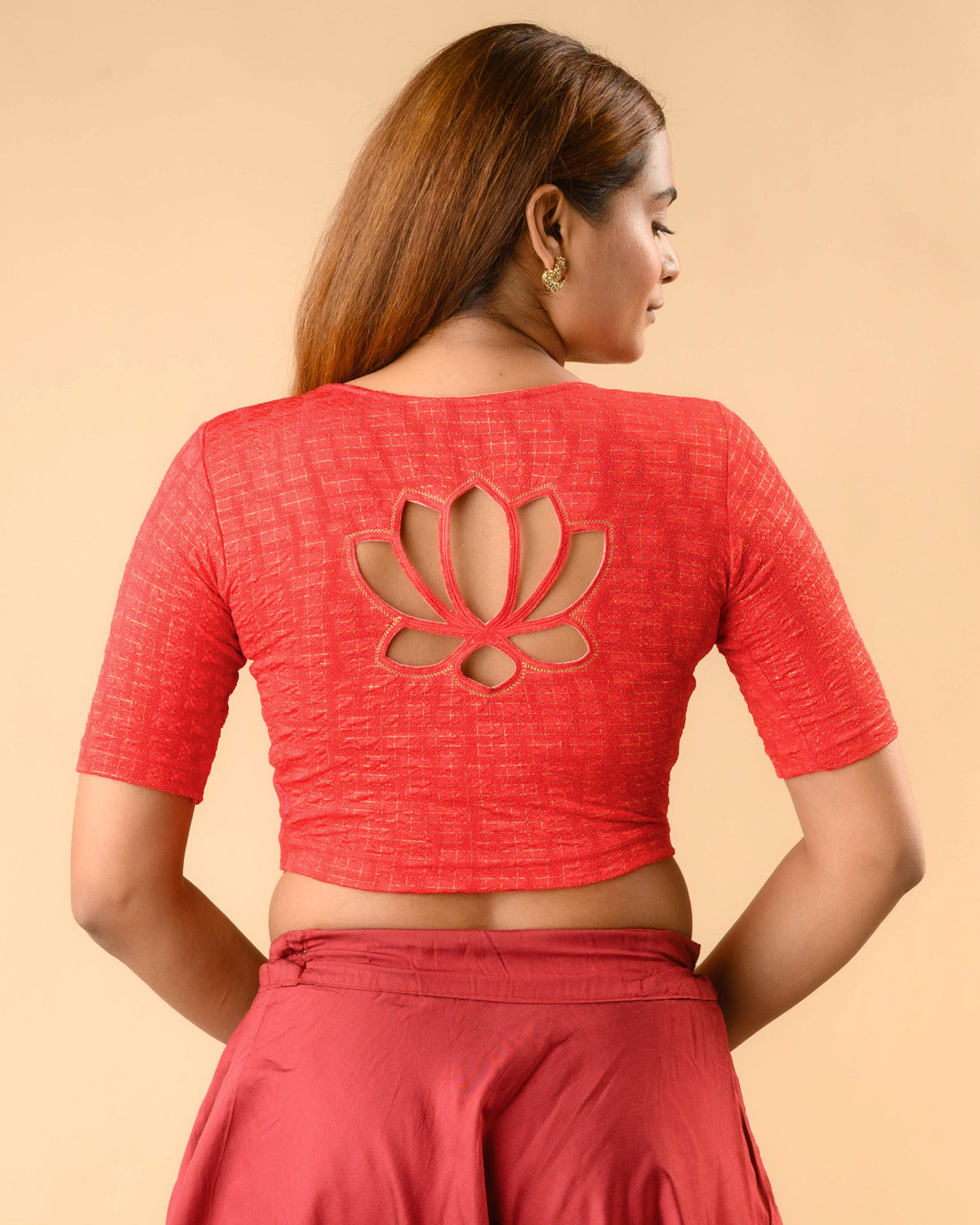 Padmaja Red Lotus Back Blouse
