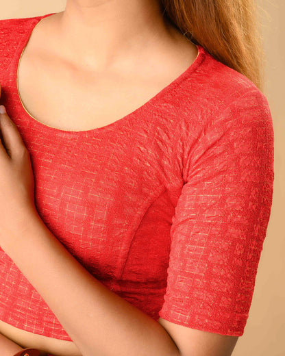 Padmaja Red Lotus Back Blouse