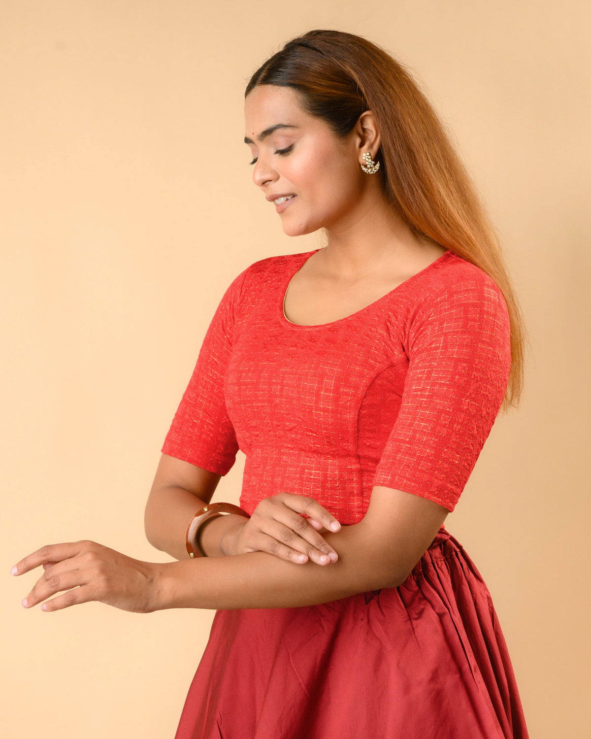 Padmaja Red Lotus Back Blouse