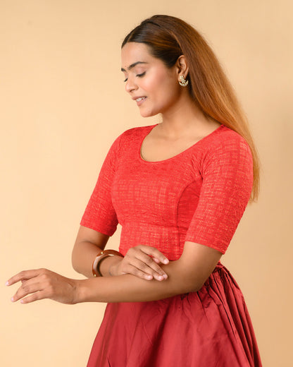 Padmaja Red Lotus Back Blouse