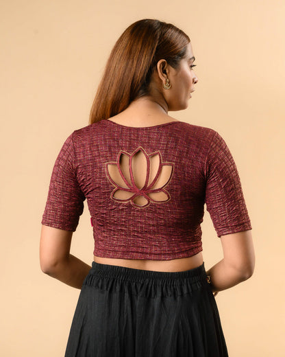 Padmaja Wine Lotus Back Blouse