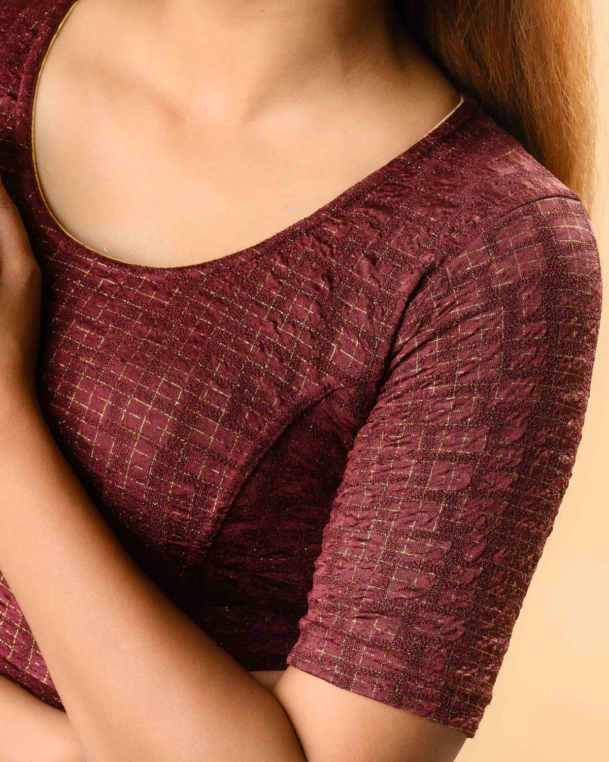 Padmaja Wine Lotus Back Blouse