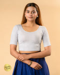 Uttara Light Gray Metallic Jacquard Blouse