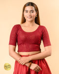 Uttara Maroon Metallic Jacquard Blouse