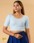 Uttara Powder Blue Metallic Jacquard Blouse