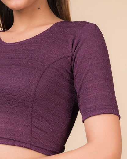 Arishta Purple Hook Closure Bustier Blouse – Advi Round Neck Classic