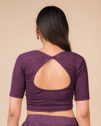Arishta Purple Hook Closure Bustier Blouse – Advi Round Neck Classic