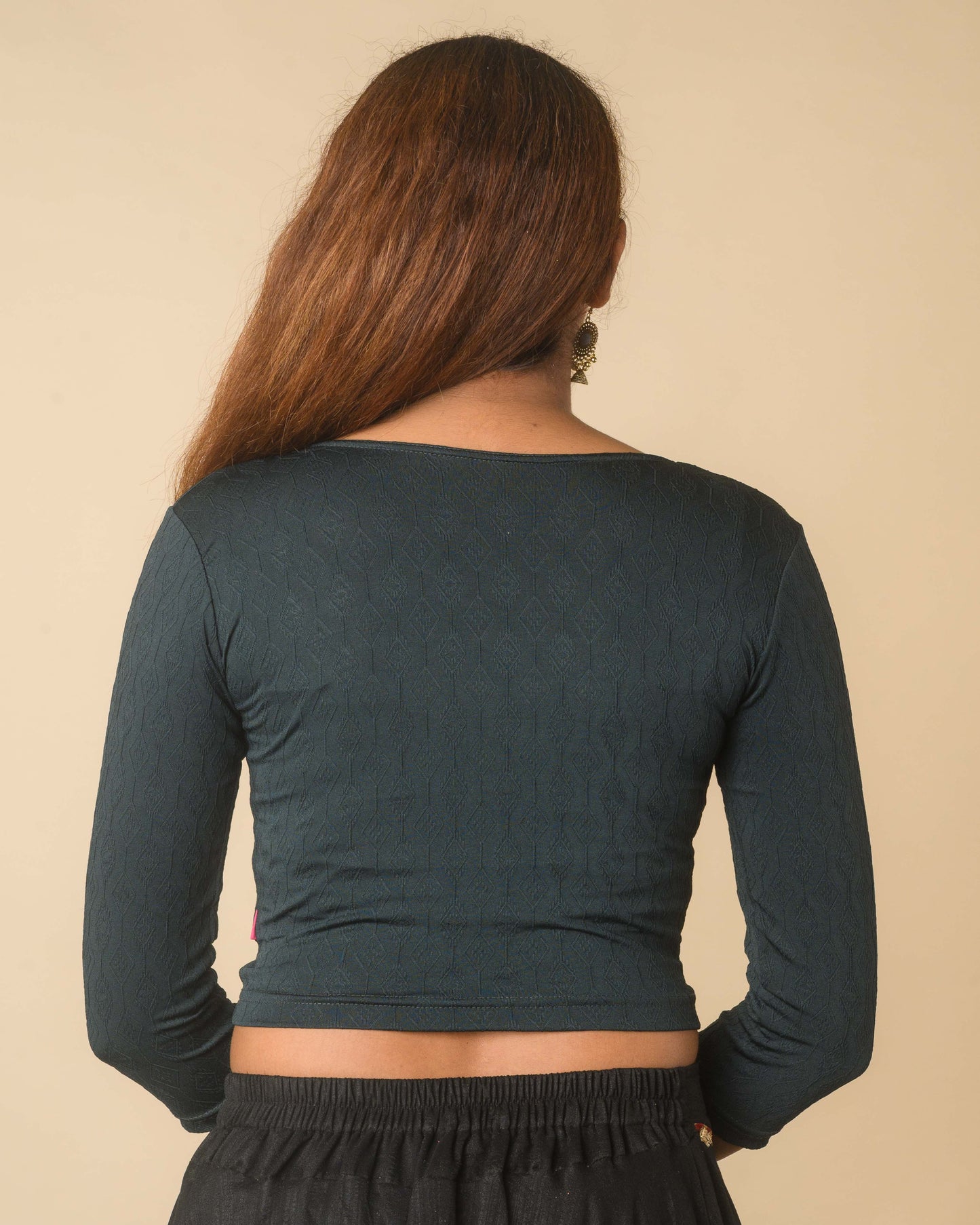 Sakhi Green Jacquard Long Sleeve Readymade Saree Blouse – Advi