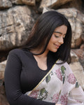 Tuhina Black Shawl Collar Long Sleeve Blouse
