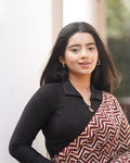 Trisha Black Collar Long Sleeve Blouse