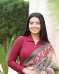 Trisha Maroon Collar Long Sleeve Blouse