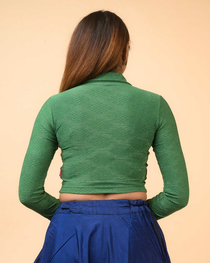 Trisha Green Collar Long Sleeve Blouse