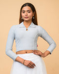 Trisha Grey Collar Long Sleeve Blouse
