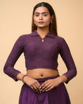 Trisha Purple Collar Long Sleeve Blouse
