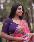 Anjali Purple Lucknowi Embroidered Saree Blouse Advi