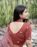 Anjali Rust Lucknowi Embroidered Saree Blouse Advi