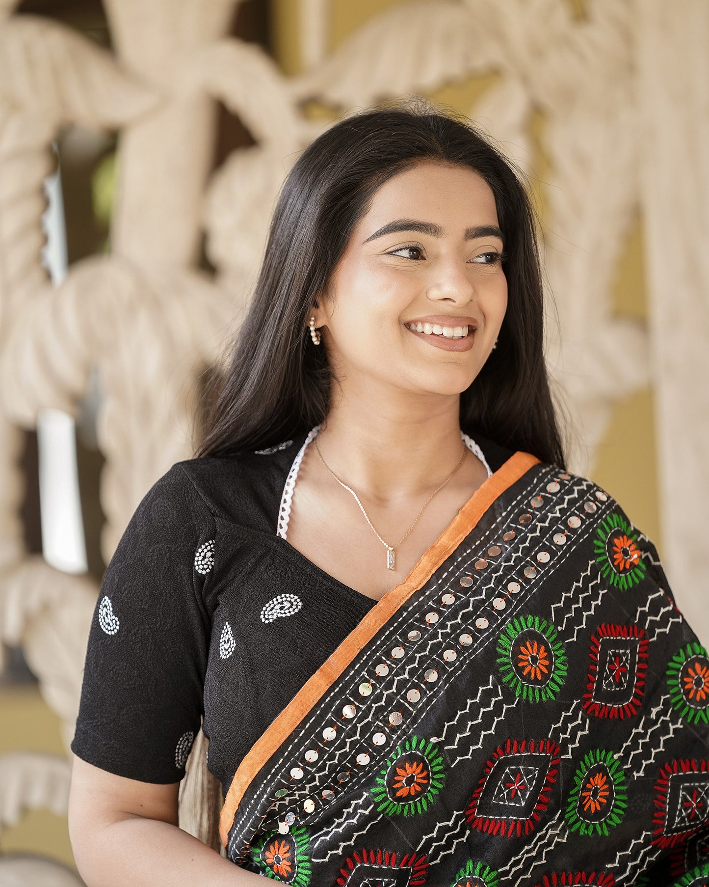 Anjali Black Lucknowi Embroidered Saree Blouse Advi