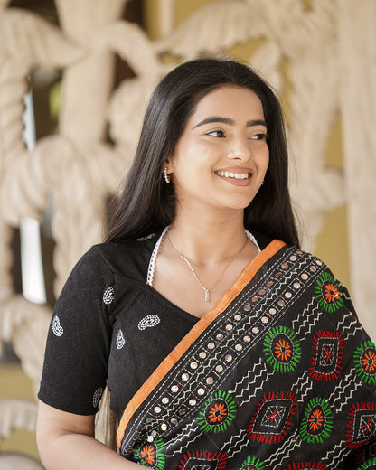 Anjali Black Lucknowi Embroidered Saree Blouse Advi