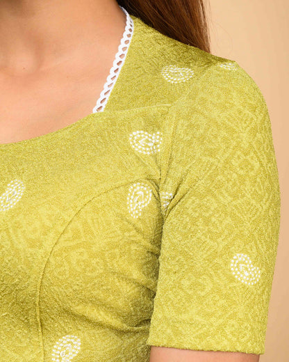 Anjali Light mehndi Lucknowi Embroidered Saree Blouse Advi