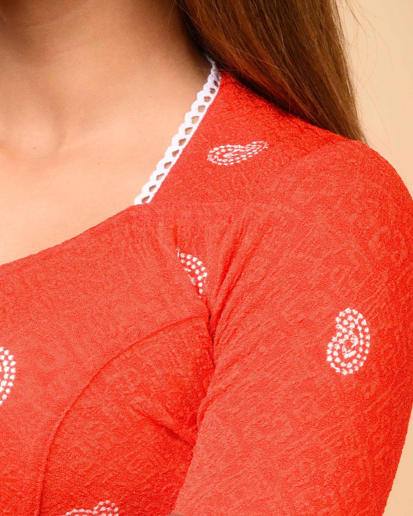 Anjali Red Lucknowi Embroidered Saree Blouse Advi