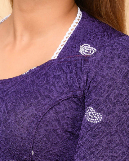 Anjali Purple Lucknowi Embroidered Saree Blouse Advi