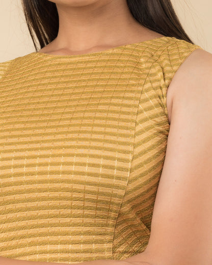 Dhara Fawn Stripes Stretchable Sleeveless Blouse by Advi