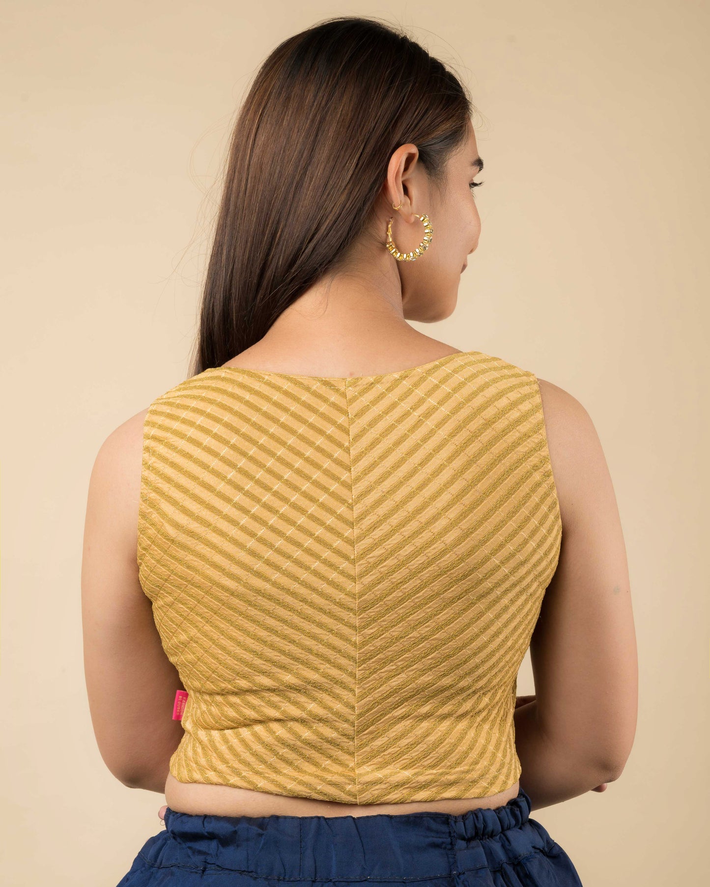 Dhara Fawn Stripes Stretchable Sleeveless Blouse by Advi