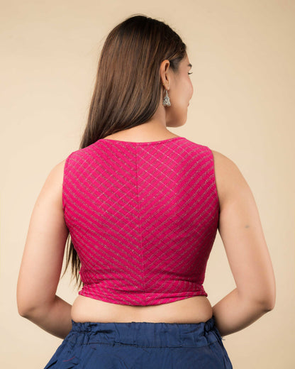 Dhara Rani Two-Tone Stripes Stretchable Sleeveless Blouse by Advi
