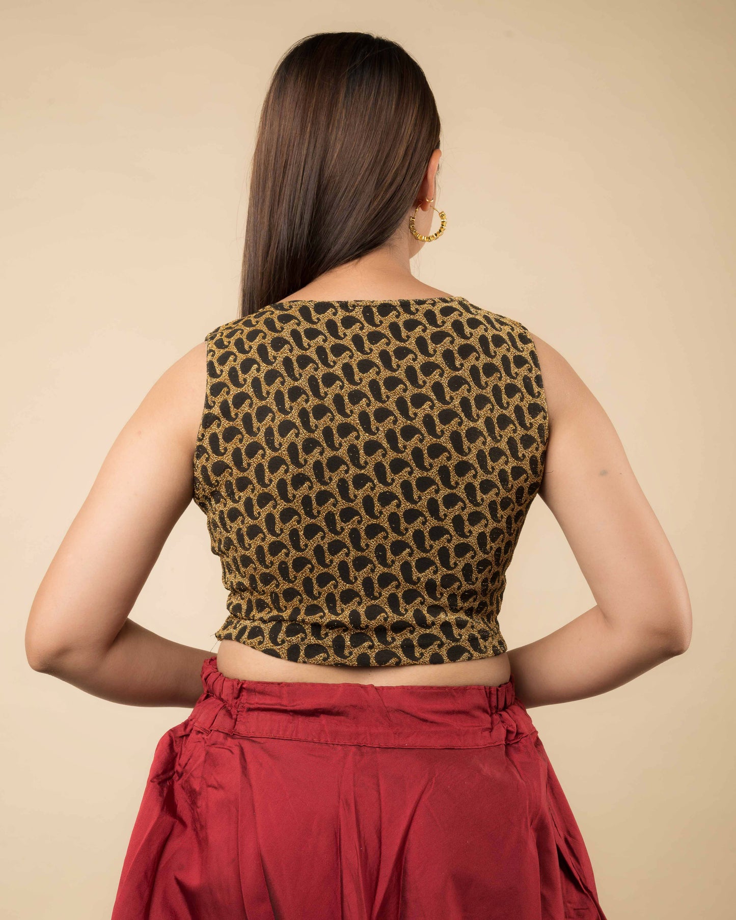 Shimona Black Banarasi Zari Sleeveless Embellished Blouse by Advi