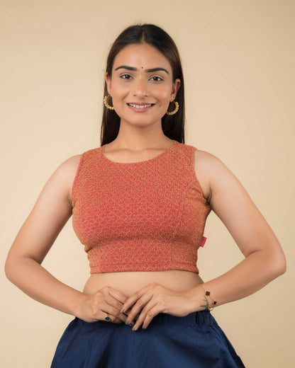 Shimona Rani Banarasi Zari Round Neck Embellished Blouse by Advi