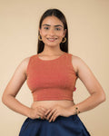 Shimona Rani Banarasi Zari Round Neck Embellished Blouse by Advi