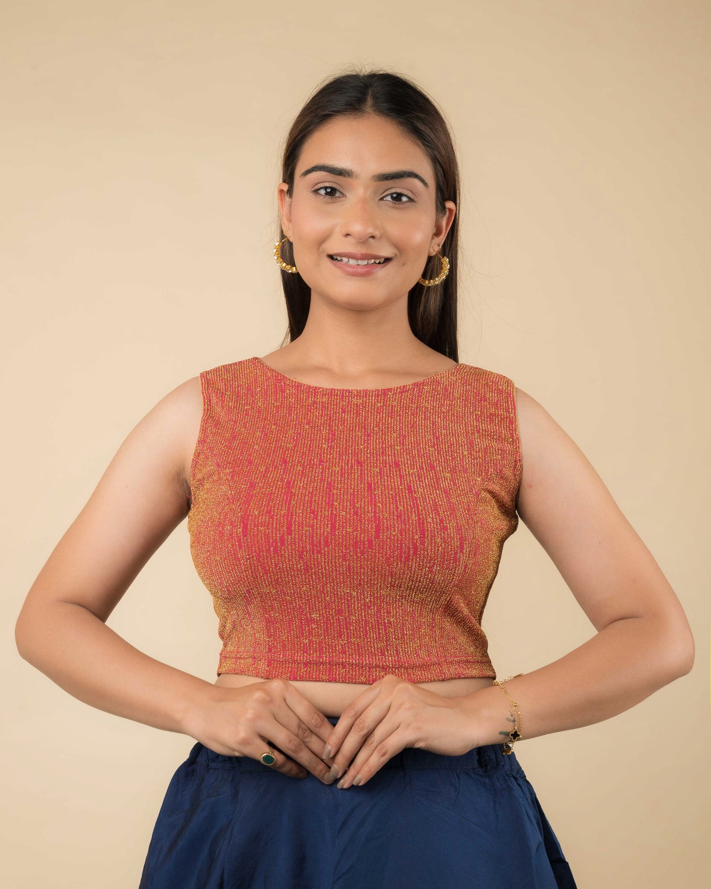 Shimona Rani Brocade Zari Embellished Round Neck Blouse by Advi