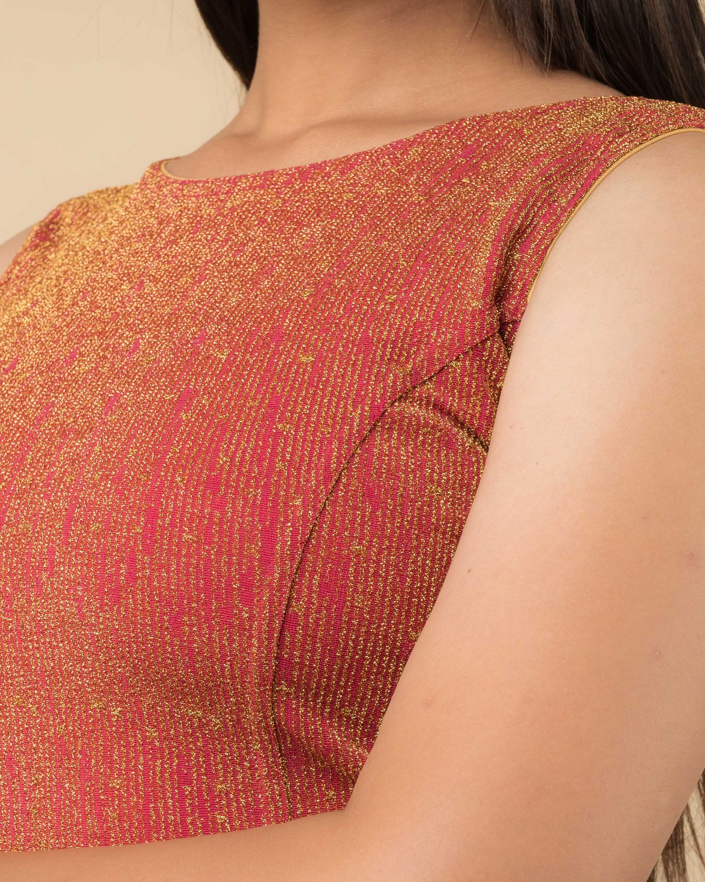 Shimona Rani Brocade Zari Embellished Round Neck Blouse by Advi