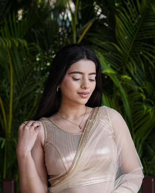 Oorfi Gold Shimmer Sleeveless Blouse