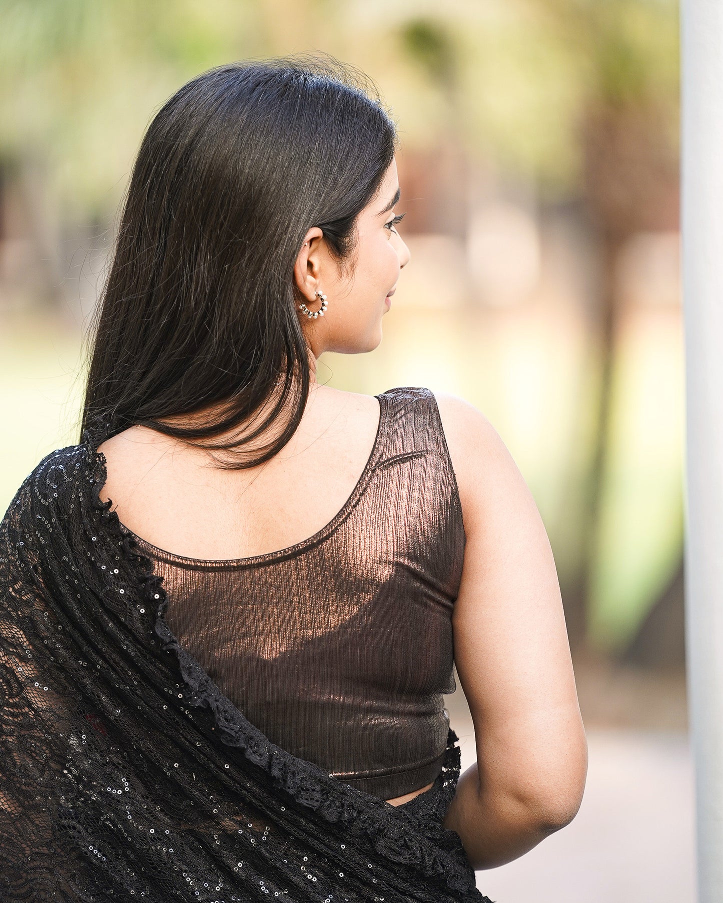 Oorfi Copper Shimmer Sleeveless Blouse