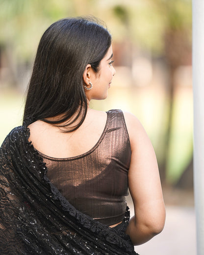 Oorfi Copper Shimmer Sleeveless Blouse