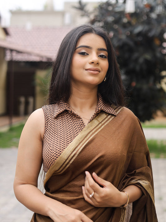 Daftar Black Brown Gingham Sleeveless Blouse