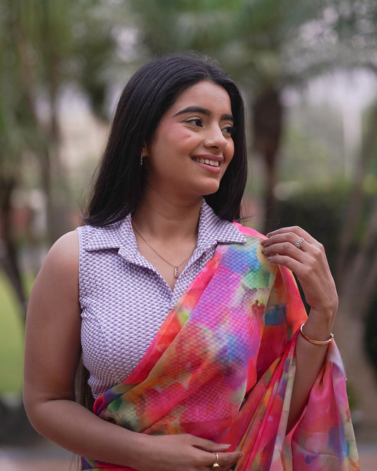 Daftar Purple Gingham Sleeveless Blouse