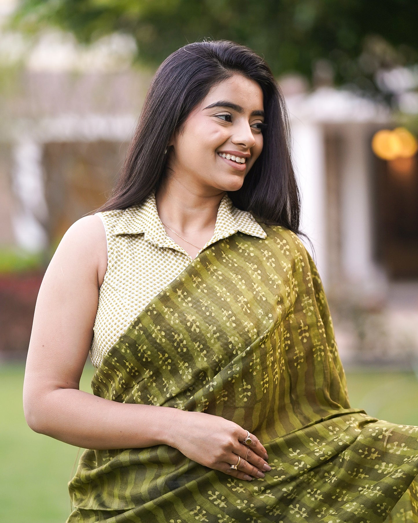 Daftar Green Gingham Sleeveless Blouse